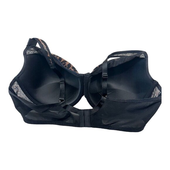 CURVY COUTURE Women Leopard Print Sheer Mesh Plunge T-shirt Bra SZ 44D Full Cove - Picture 9 of 11